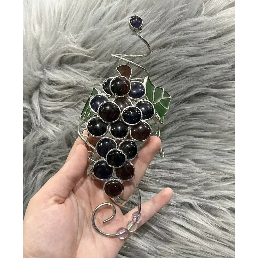 Stained‎ Glass Wine Bottle Collar. Gift. Grape Cluster. Wine Bottle Decor.
